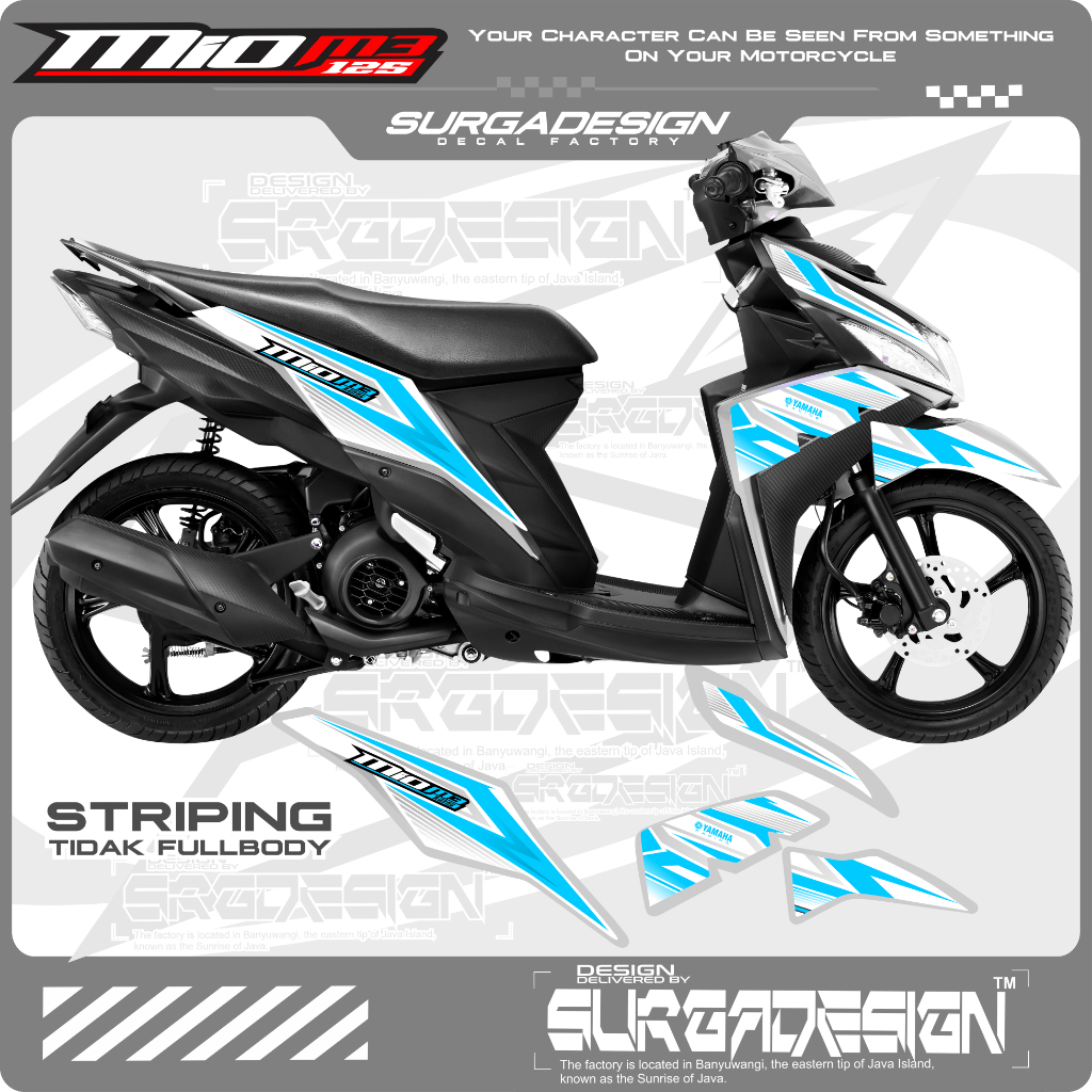 STRIPING MIO M3, STRIPING MIO M3 PUTIH, STICKER MIO M3, STIKER MIO M3, STICKER MIO M3 TERBARU