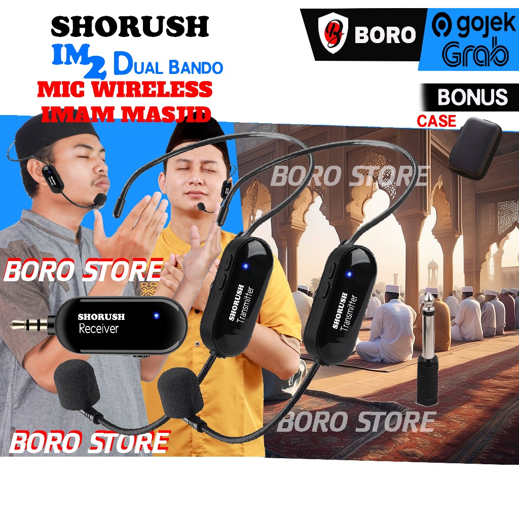 Shorush IM 2 Mikrofon Mic Clip On Wireless Presentasi Tur Imam Masjid Musholla Microphone Dual Bando
