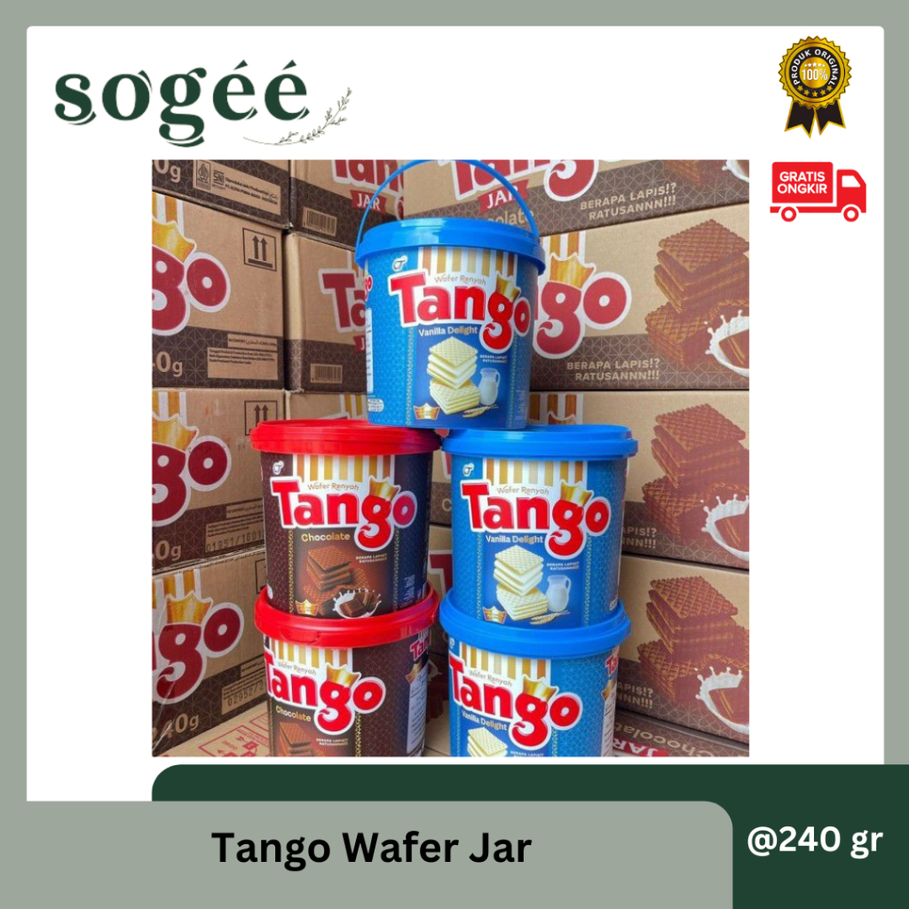 

Sogee.Snack ☘️ Wafer Tango 240 gr Rasa Chocolate Dan Vanila / Tango Kaleng Snack Lebaran