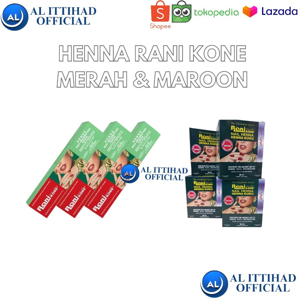 Henna rani kone 30gr, Warna Merah/pacar kuku tangan pasta/nail decoration halal