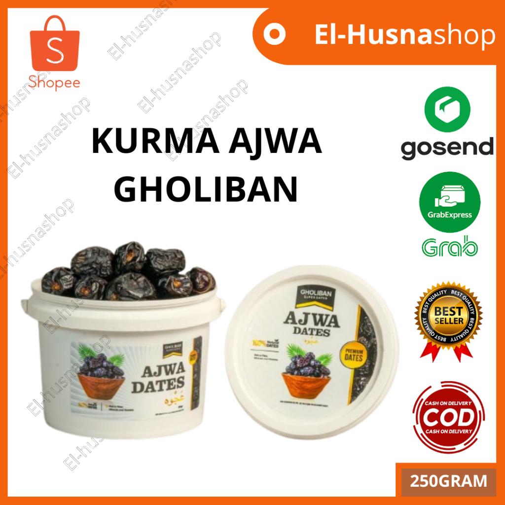 

Kurma Ajwa Gholiban 250gr Premium Ember Kurma Madinah Korma Nabi Asli Original