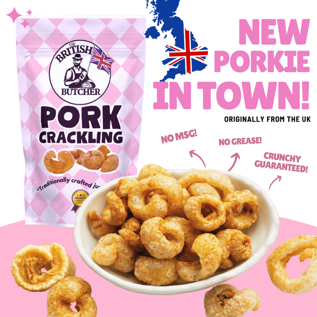 

100g Pork Crackling The British Butcher UK Premium Snack - 100% Kerupuk Samcan Babi Fresh Krupuk Samcam