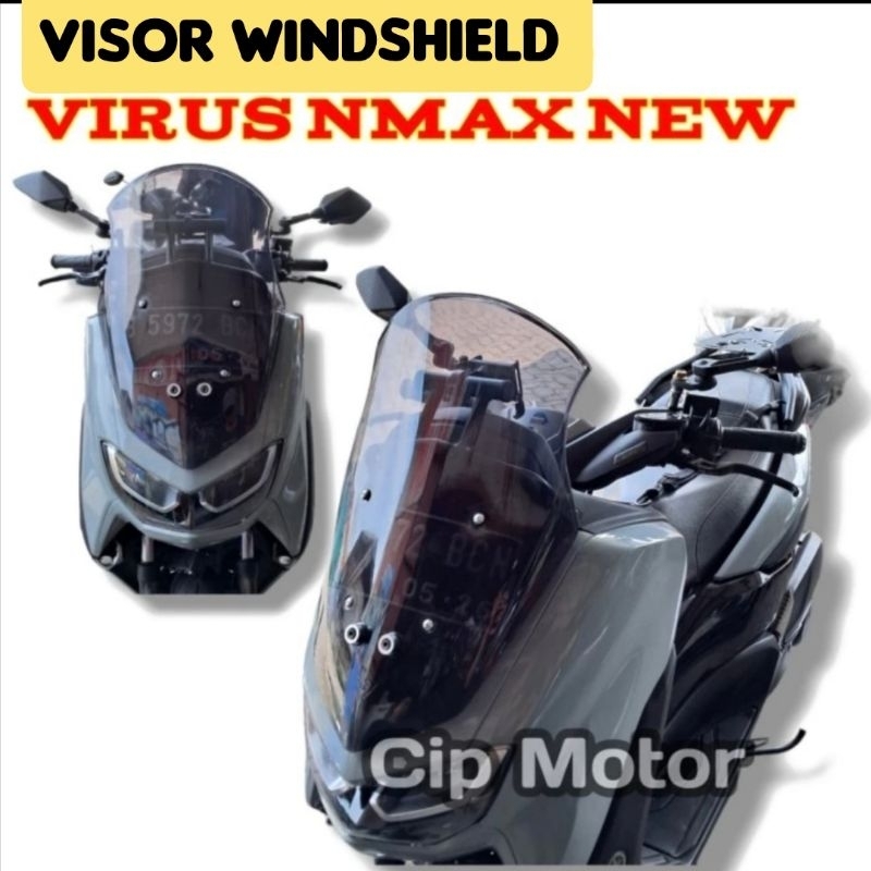 Visor Windshield New Nmax 2020 2021 2022 V2 Virus Anti pecah Tinggi Hitam Clear Rayben