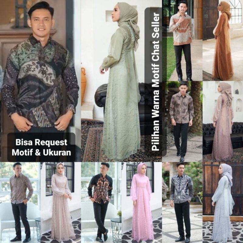 SET NADIN DRESS ORI COUPLE KEMEJA PREMIUM / CUSTOM ANAK & JUMBO / BAJU SERAGAM BATIK PASANGAN SARIMB