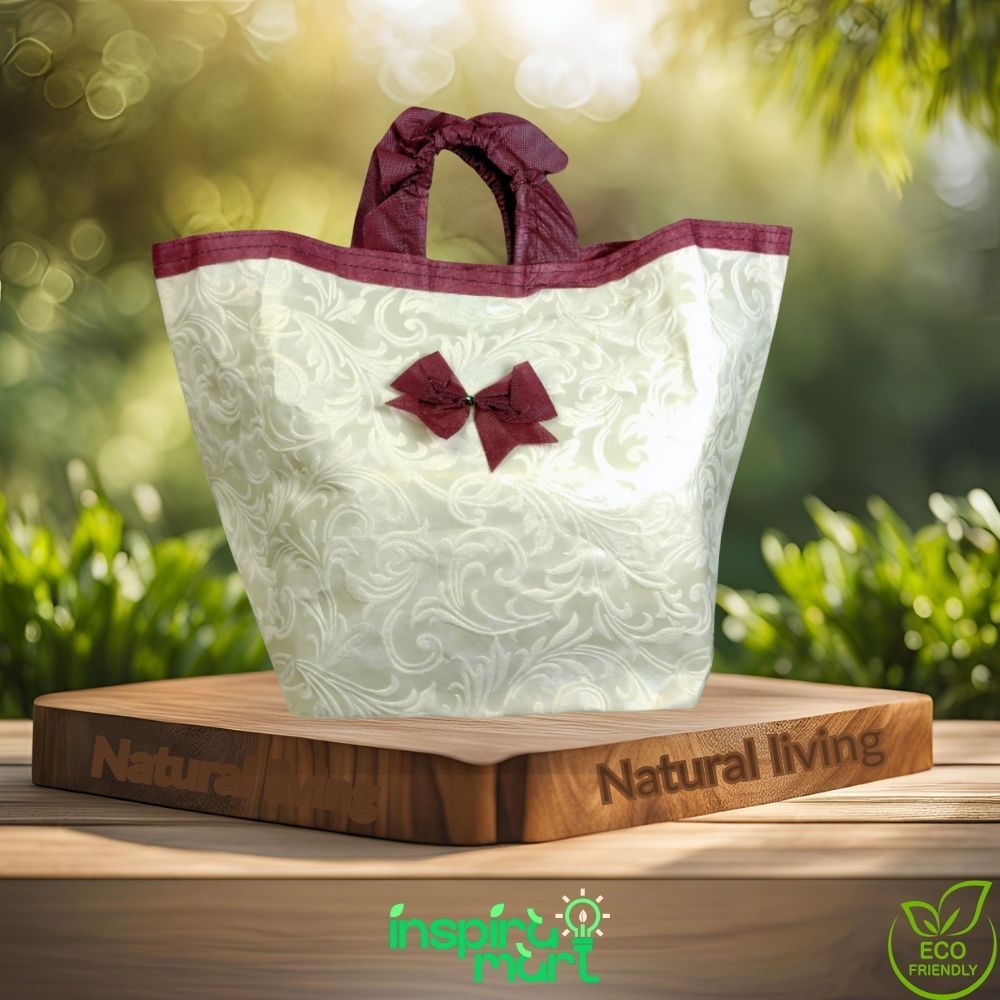 (1 LUSIN) Inspira Mart - Tas Mewah Rumbai Emboss 22 - Spunbond Kombinasi Emboss