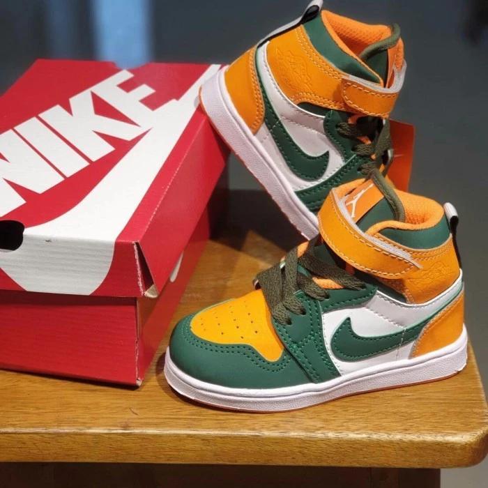 Sepatu Anak Laki Laki Santai Merek Air Jordan Warna Orange Kombinasi Putih Umur 1 2 3 4 5 6 7 8 9 10