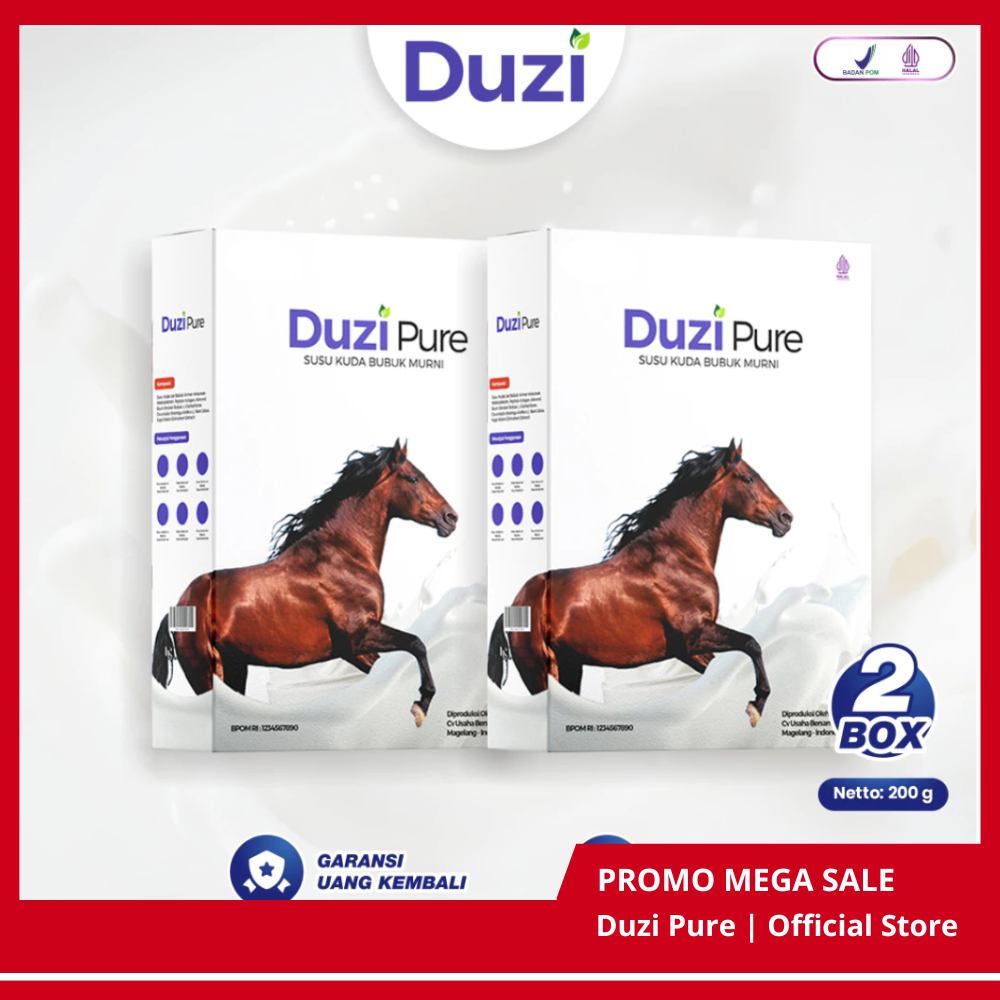 

Duzi Pure Susu Kuda Liar Sumbawa Lombok ASLI 100% ORI Bubuk Nyeri Sendi Tulang Asam Urat 2 Box 200gr