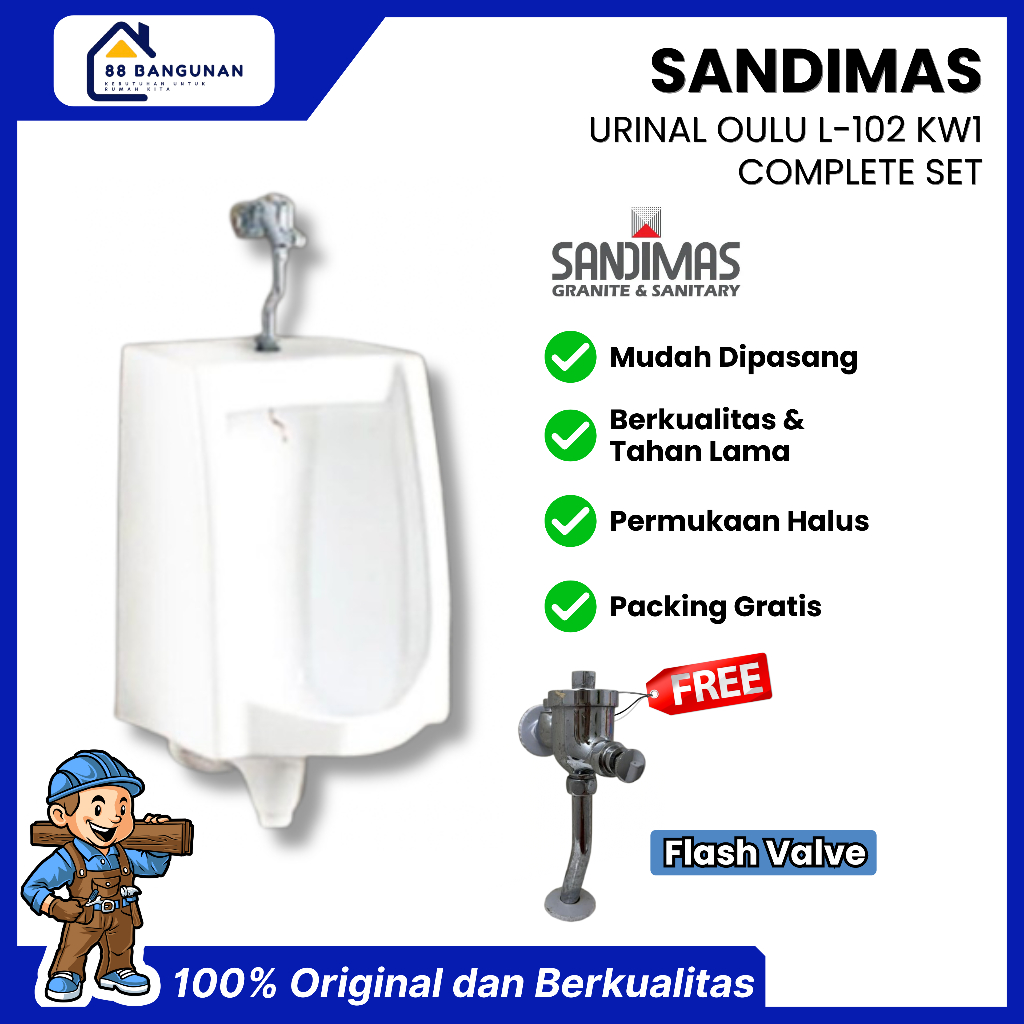 [Packing Peti Kayu] LEXUS URINAL / URINOIR / KLOSET / CLOSET TOILET BERDIRI OULU KW1 L-102 | 1 SET