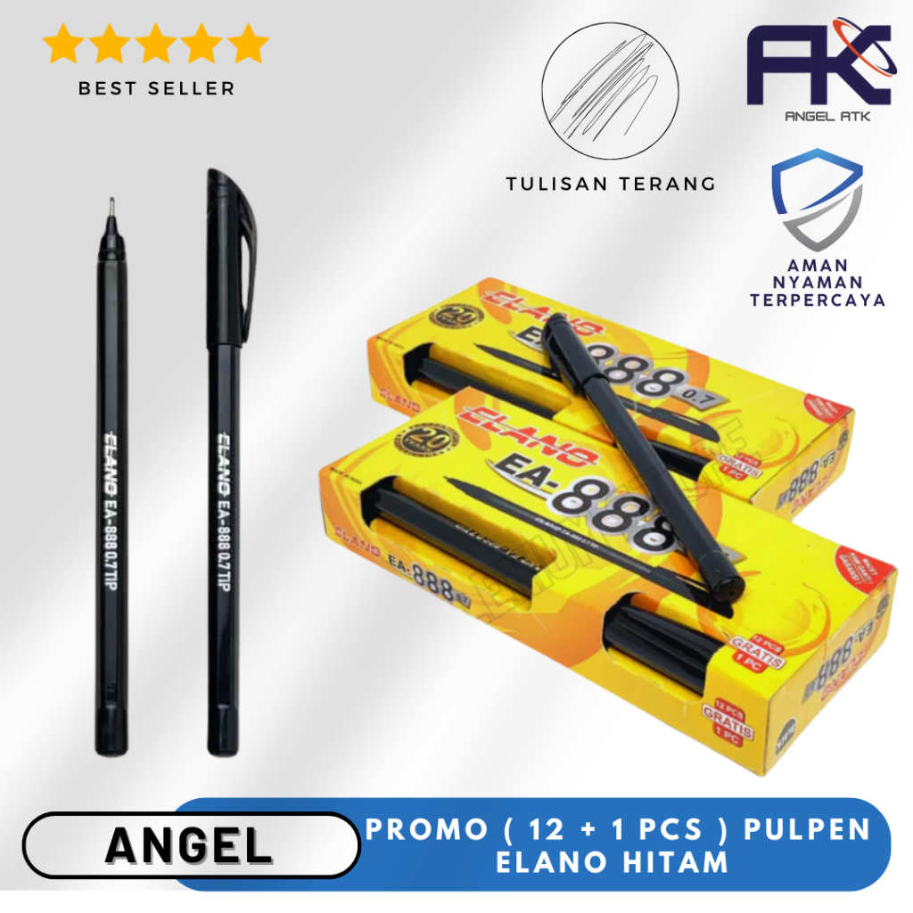 

( Termurah 12+1 Pcs ) Pena Tinta Hitam EA-888 / Pen Hitam Berkualitas / Ballpoint Black Colour / Smooth Writing / Bayar di tempat / Atk Blessing