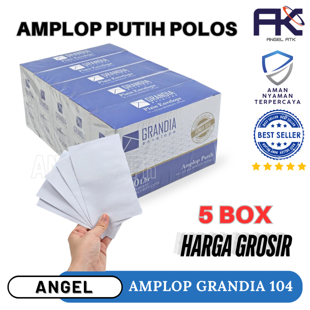 

Hot Sale Amplop Grandia 104 / Paket 5 Kotak / Amplop Polos / Amplop Putih / Lem Perekat / Harga Murah / Cash On Delivery / Atk Blessing