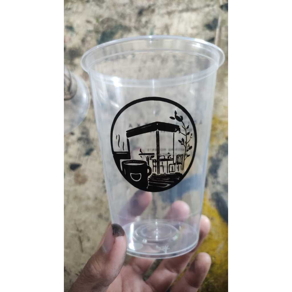 Sablon Cup PP Injection 14 oz/400 ML Tanpa Tutup / Cetak Gelas plastik Cup PET  PP 12/14 oz