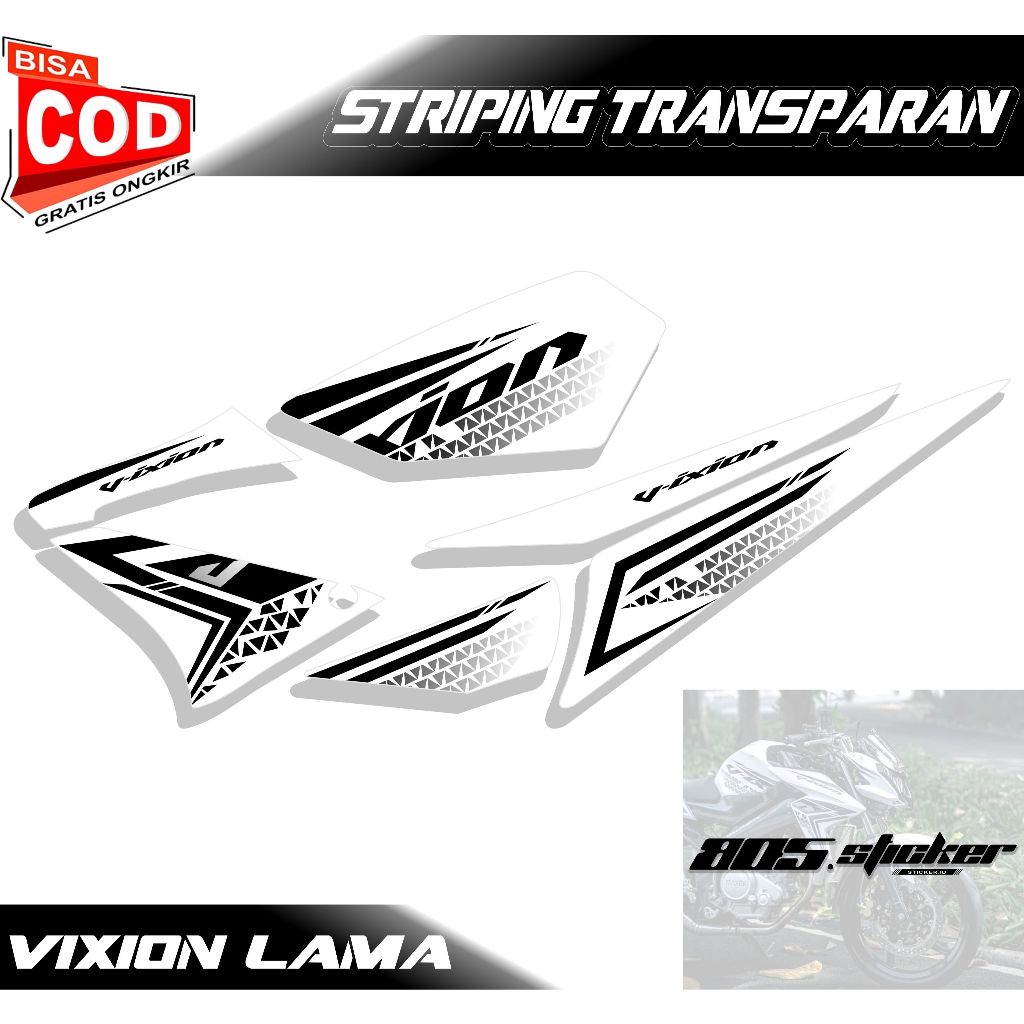 STRIPING STIKER TRANSPARAN VIXION OLD/VIXION LAMA/STIKER VARIASI VIXION 2008-2012