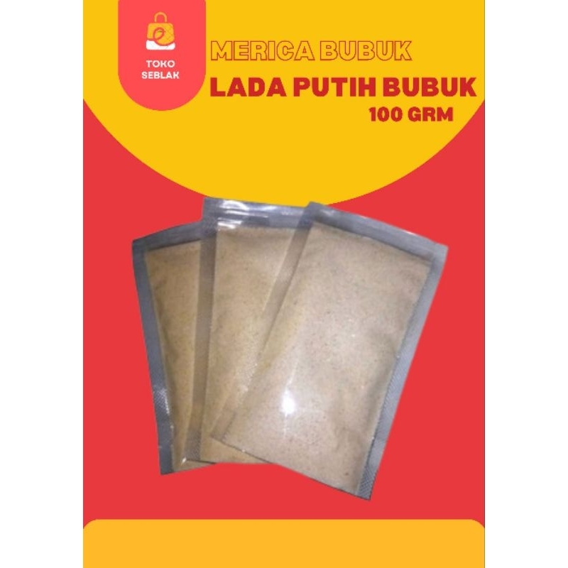 

toko seblak Lada putih bubuk murni Bangka(lokal) 100gr/merica bubuk/pure white pepper powder/sahang bubuk