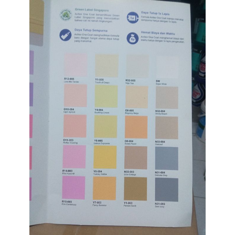 Katalog warna cat tembok dan plafon Avitex