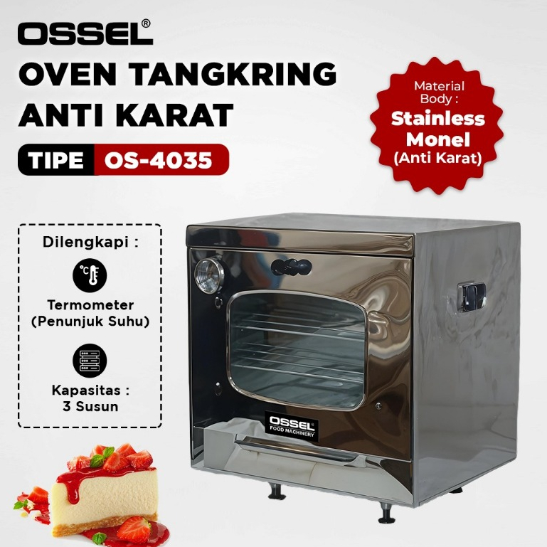 OSSEL Oven Tangkring Gas + Pengatur Suhu  OSSEL Gas Oven Stainless Anti Karat OS-4035 OSSEL