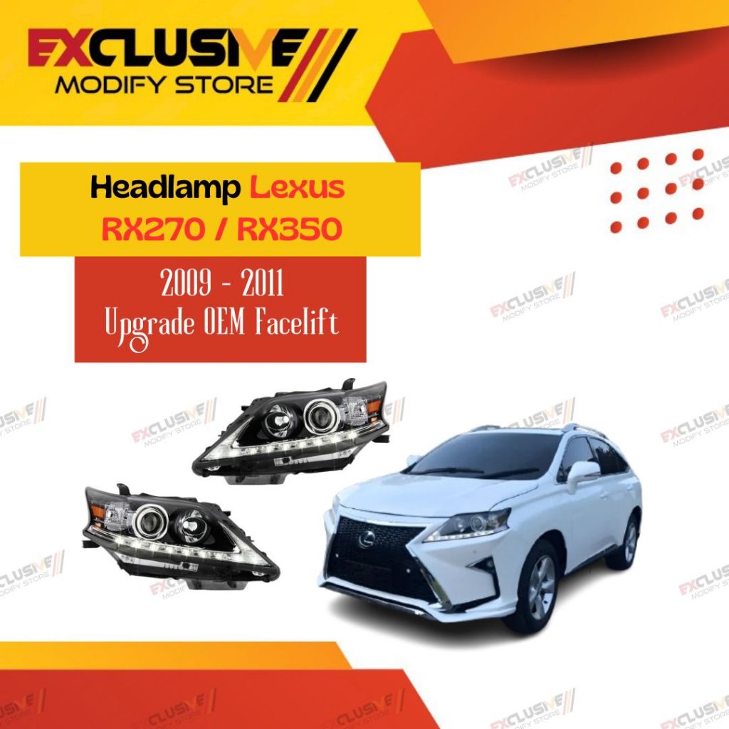 LEXUS RX270 / RX350 (2009 - 2011) HEADLAMP UPGRADE FACELIFT OEM (2012 - 2015) STYLE (FOR FACELIFT UP
