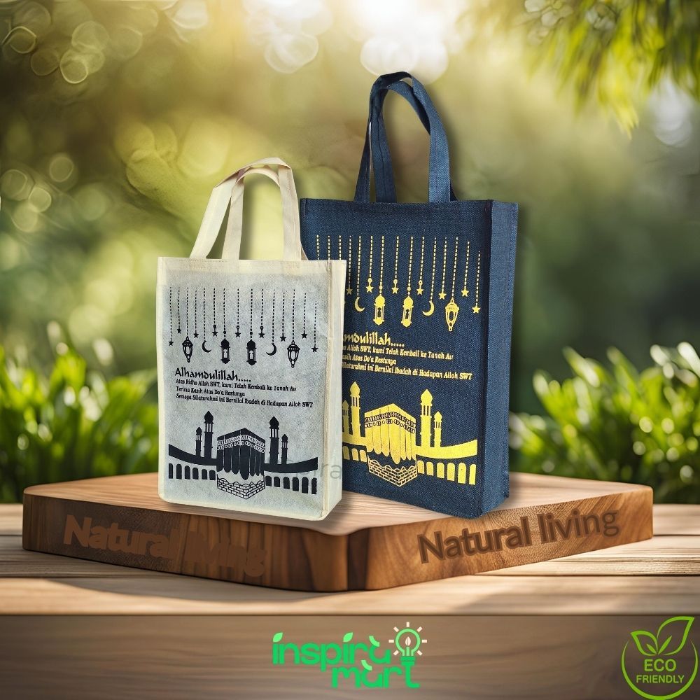

Inspira Mart - Tas Souvenir Haji & Umroh Ka'bah (25x35x8 cm, Cream & Hitam, 1 Lusin)