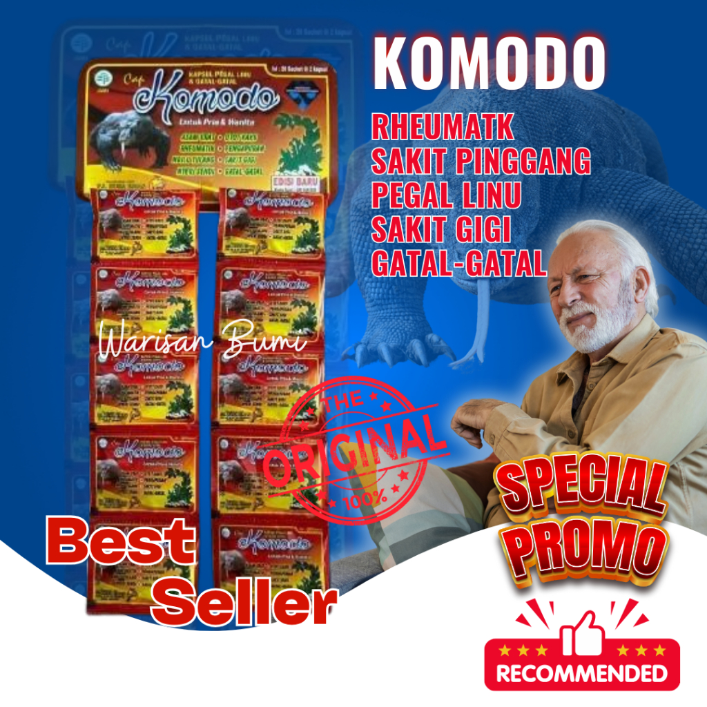 

Kapsul Komodo Asam Urat Pegal Linu Rematik Isi 20 Saset Original