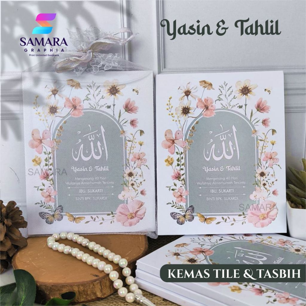 Buku Yasin dan tahlil custom Souvenir tahlilan lengkap foto almarhum 40 hari 100 1000 hari CELOSIA 1