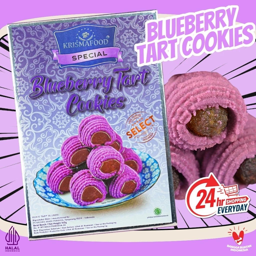 

NASTAR BOX SERIES 160GR / MELTING PINEAPPLE ROLL COOKIES (G) / KRISMA FOOD / NASTAR MELTING / NASTAR LEBARAN / KUE KERING / BLUEBERRY TART COOKIES (G)