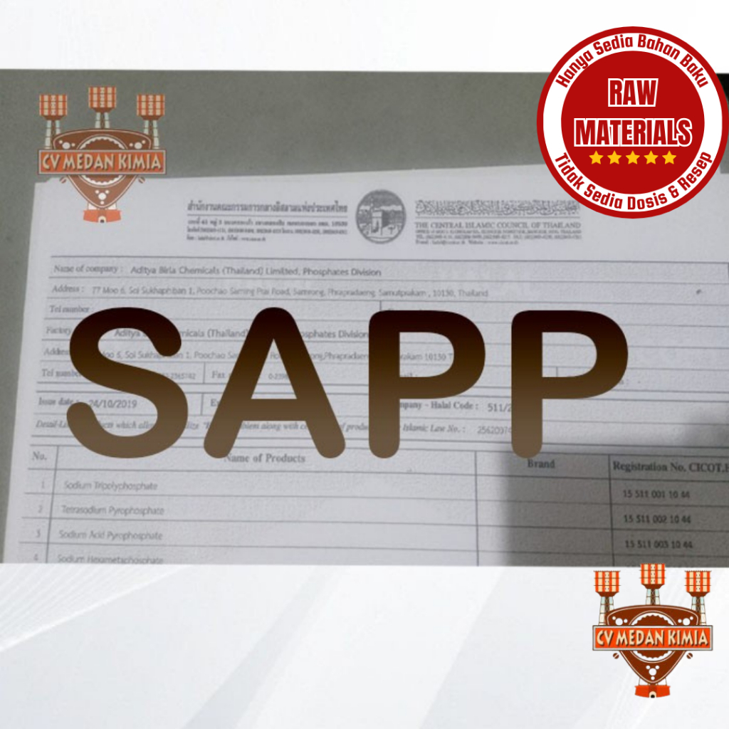 

SAPP 1 Kg Food Grade Sodium Acyd Pyrophosphate / SAPP Perenyah Makanan Gorengan Dan Kerupuk / SAPP Ex Aditya Birla Thailand