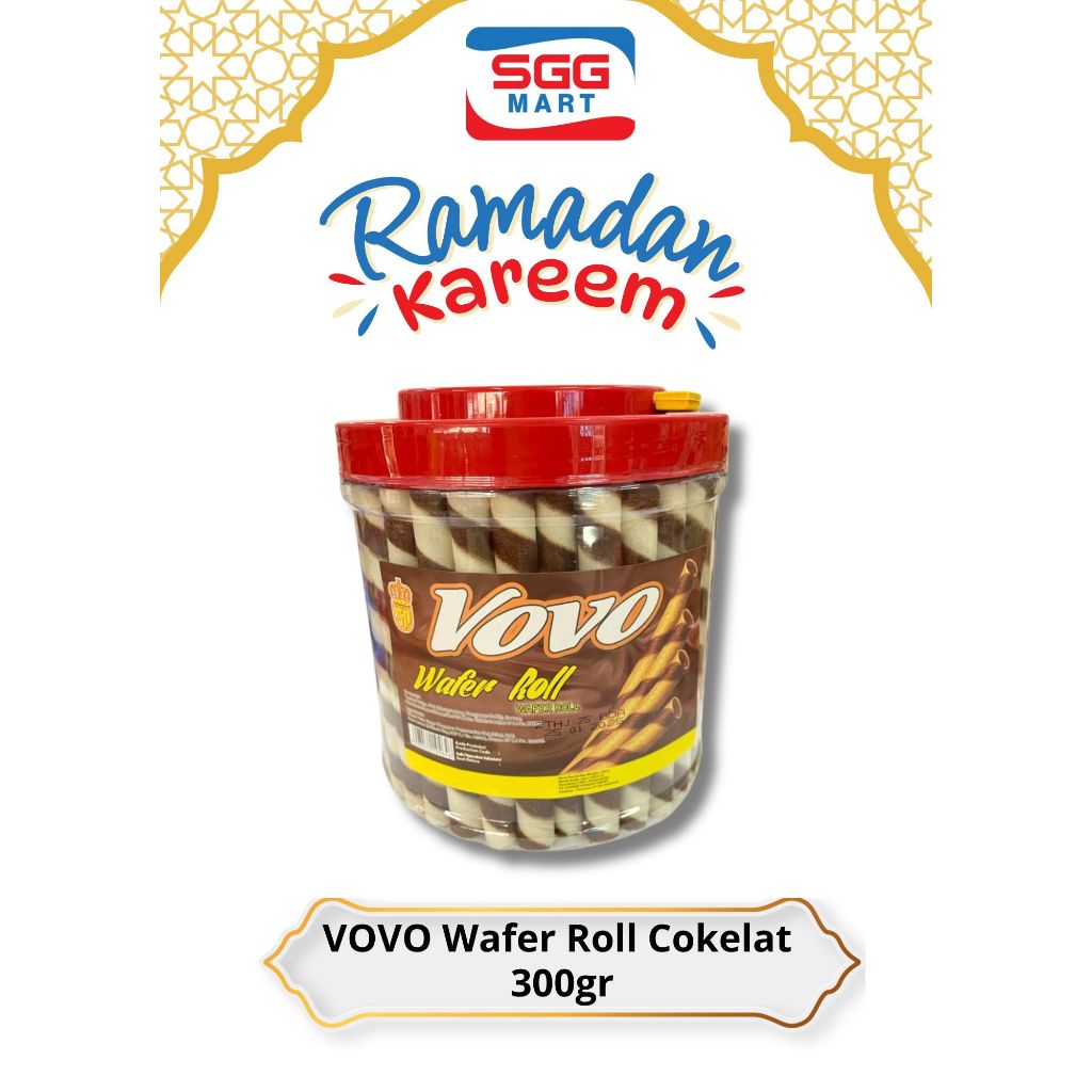 Vovo Wafer Roll Cokelat 300gr Astor Murah Snack Lebaran