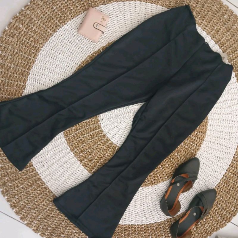 614/Celana Cutbray Scuba Wanita Dewasa - Hitam Casual karet