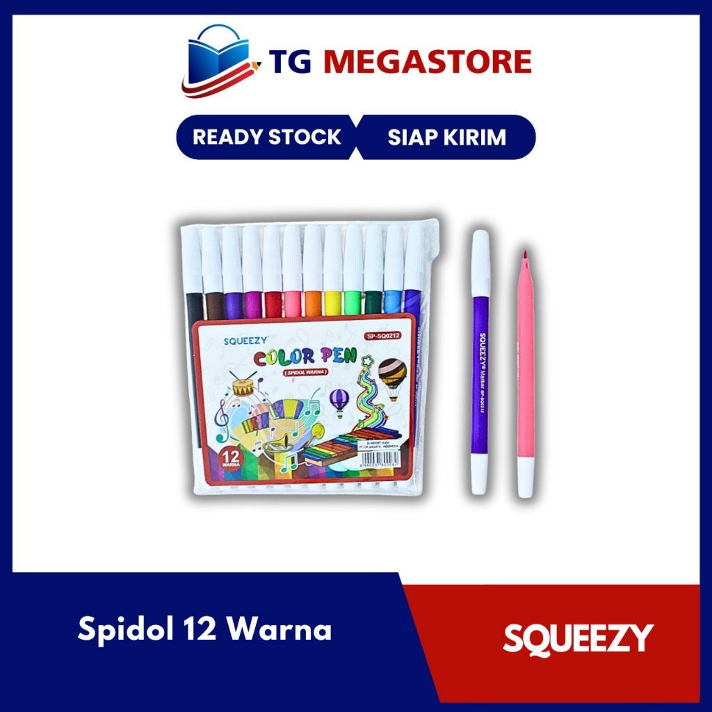 

Squeezy Spidol Warna Warni 12 Warna SP-SQ0212