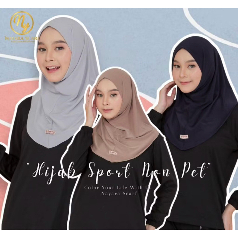 Hijab sport non pet premium/Hijab Sport antem Size S