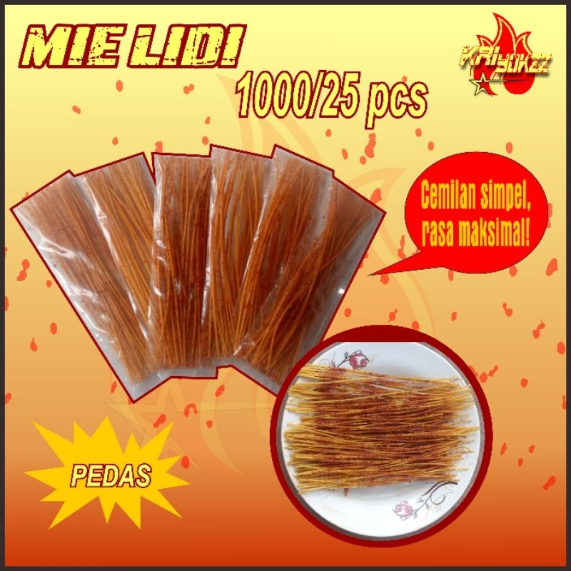 

Mie Lidi 1000 Isi (25 Pcs per Pack) – Pedas & Original | Cemilan Kriuk Gurih Bikin Nagih!