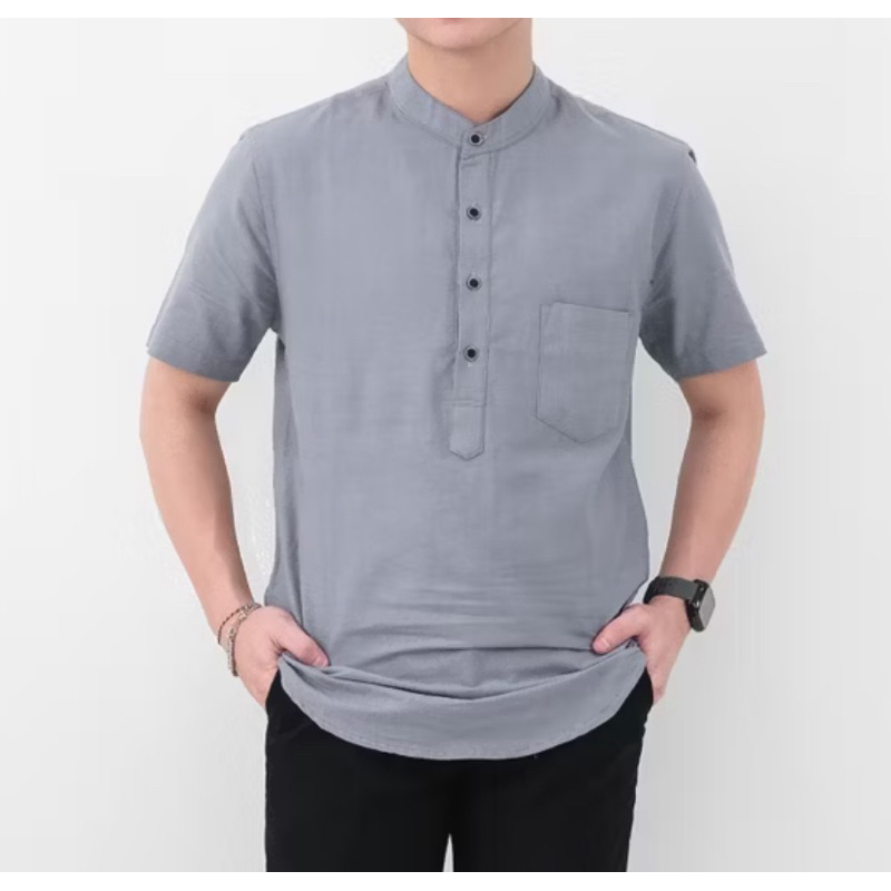 hanuji - kemeja koko pria lengan pendek baju kurta pakistan pria terbaru kemeja kurta kerah Shanghai