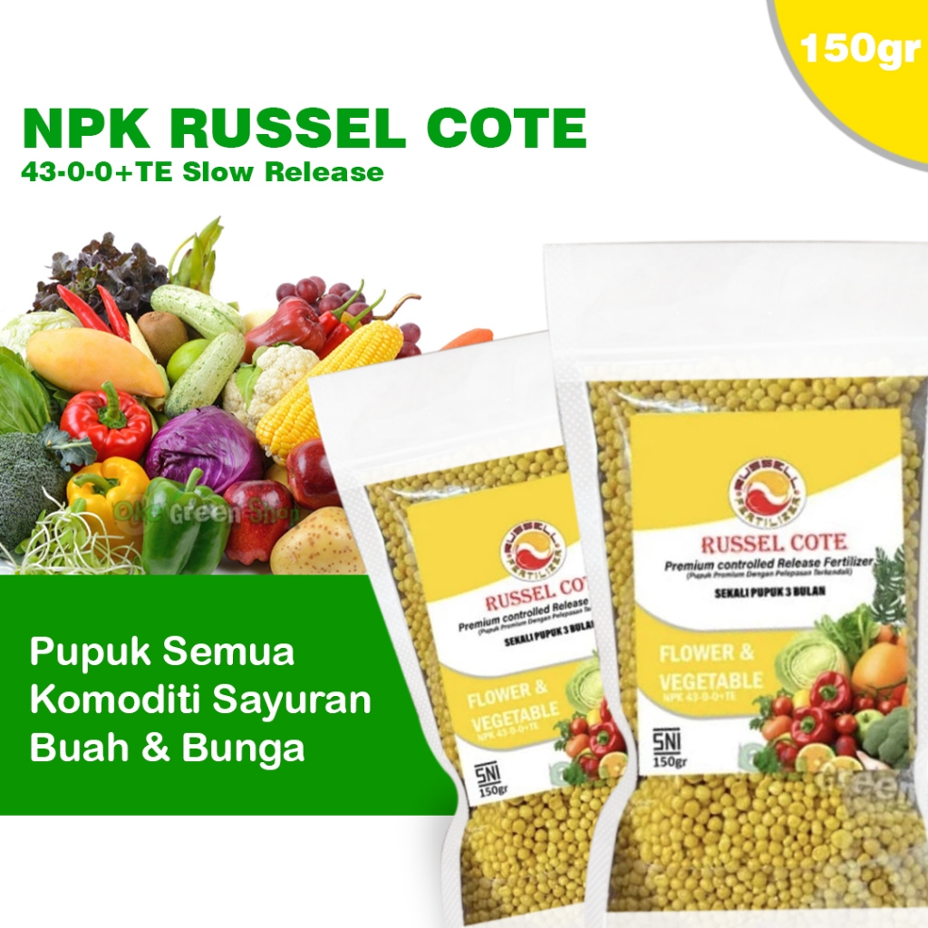 150gr - Pupuk NPK Russel Cote Fertillizer 43-0-0+TE Slow Release