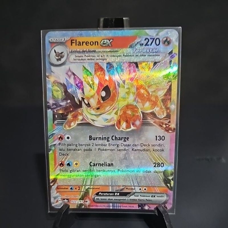 flareon ex rr terastal festival 022 indonesia original kartu pokemon ori eevee
