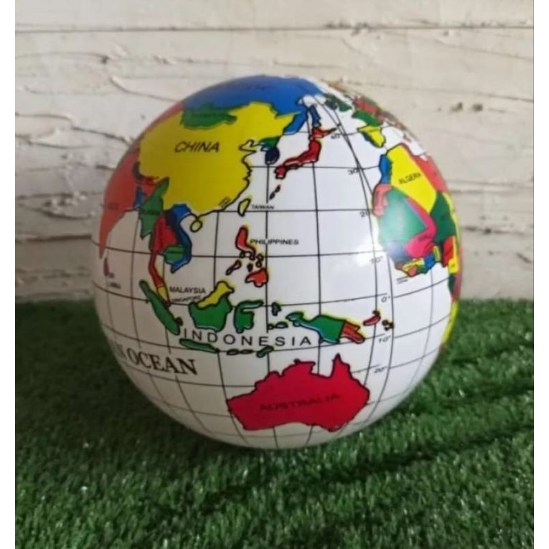 BOLA KARET MOTIF DUNIA - BOLA KARET GLOBE / BOLA KARET DUNIA / BOLA KARET GLOBE / BOLA