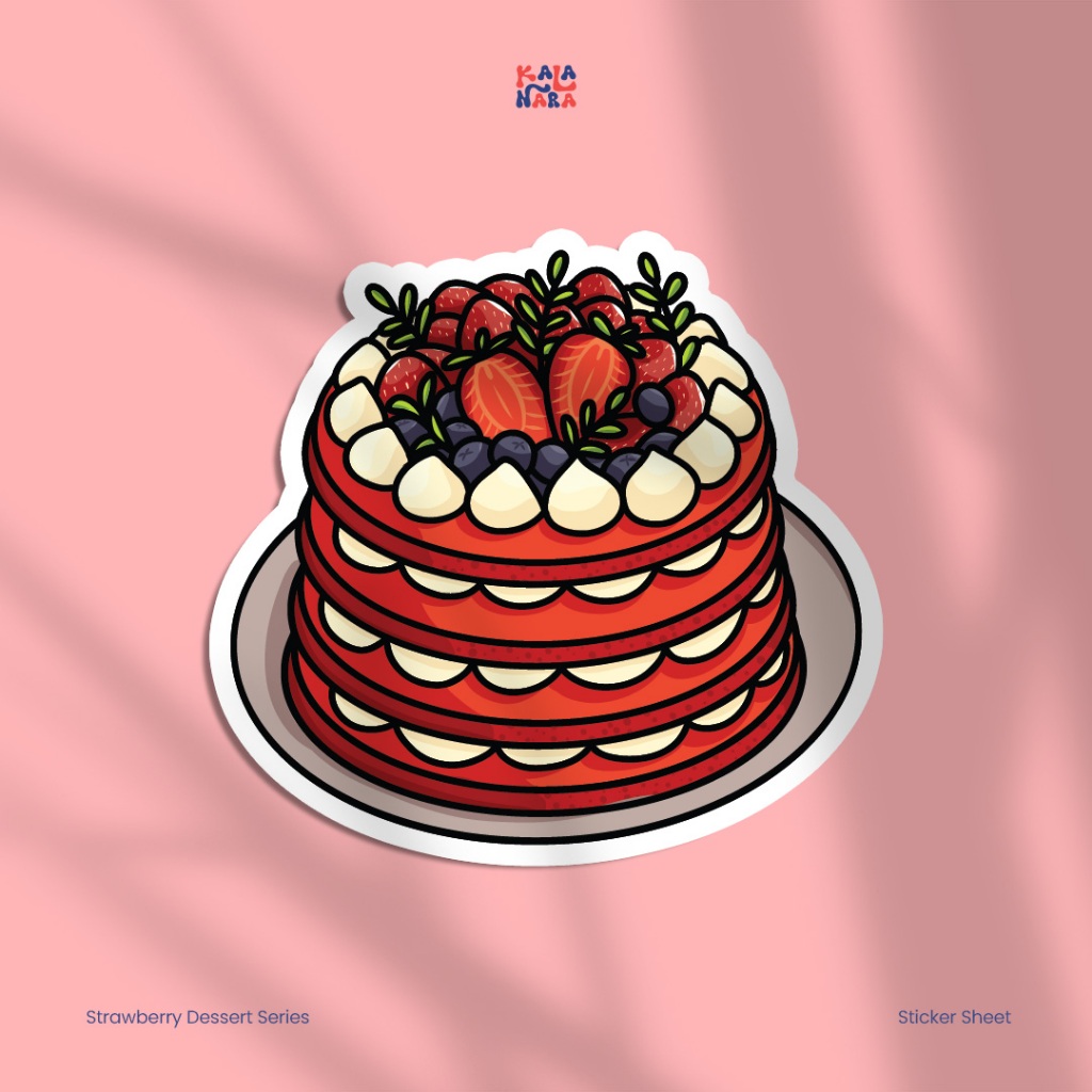 

Sticker Die Cut Strawberry Dessert Cake 2