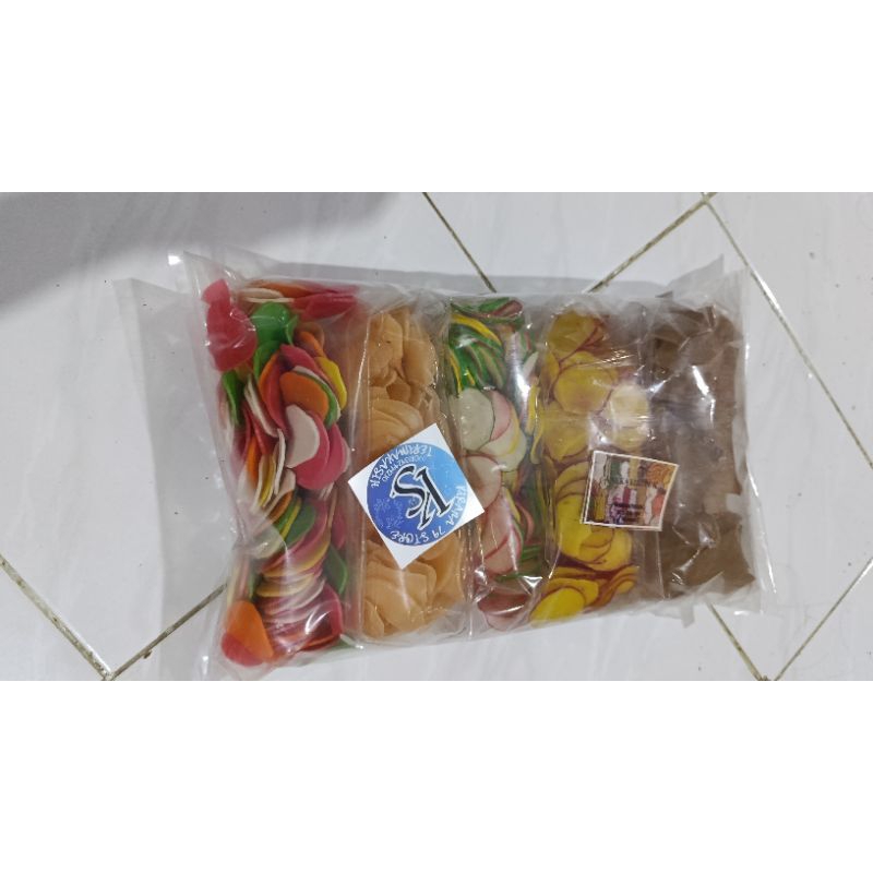 

kerupuk mentah warna warni 5 macam asli bpom kemasan berat 1000g /@200g
