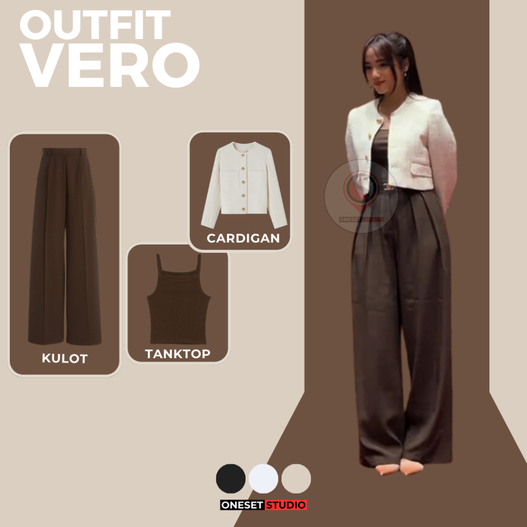 One Set Wanita Setelan Kampus (Blazer Outer + Celana Kulot + Tanktop) OOTD Korean Style VERO