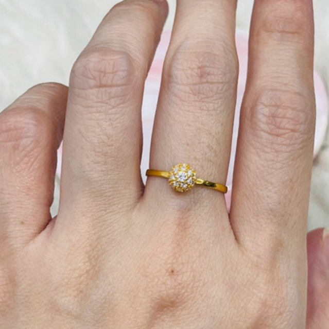 Cincin bola permata simple elegant uk 12 emas asli kadar 700