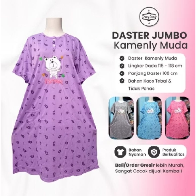 Daster Wanita Jumbo Murah•Daster Jumbo Kamenli XXL•Bahan kaos Tebal Ld 100-120 cm Termurah.