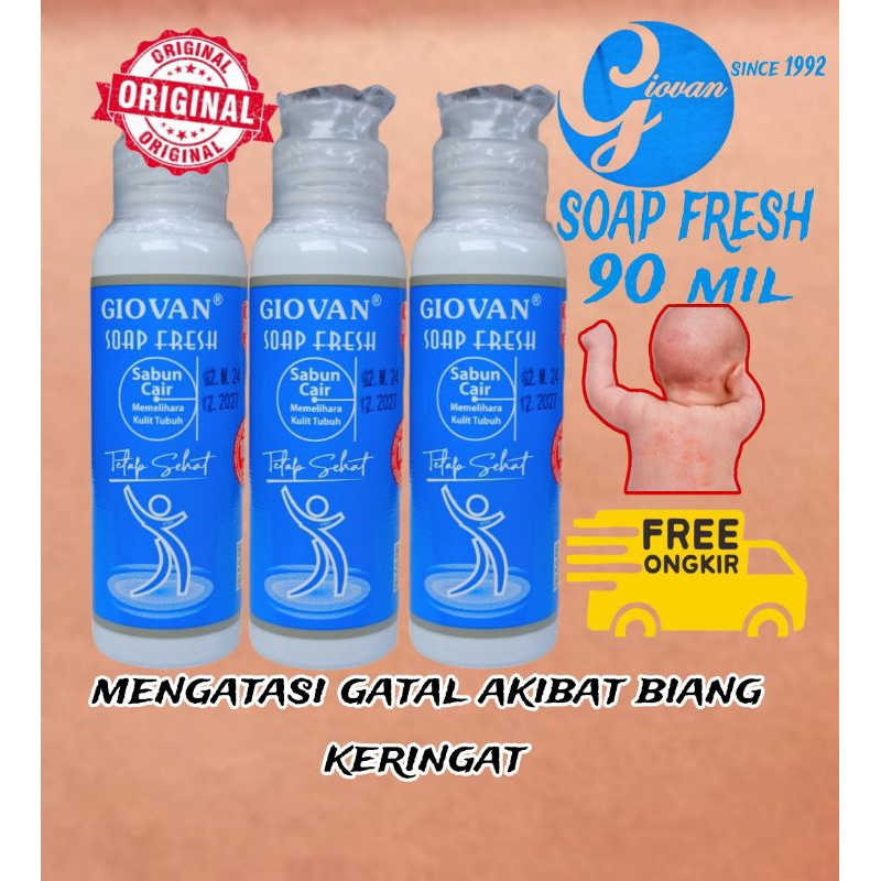 Giovan Soap Fresh 90 Mil / Giovan Antiseptik / Sabun cair bayi /  Giovan Sabun Gatal BiangKeringat /