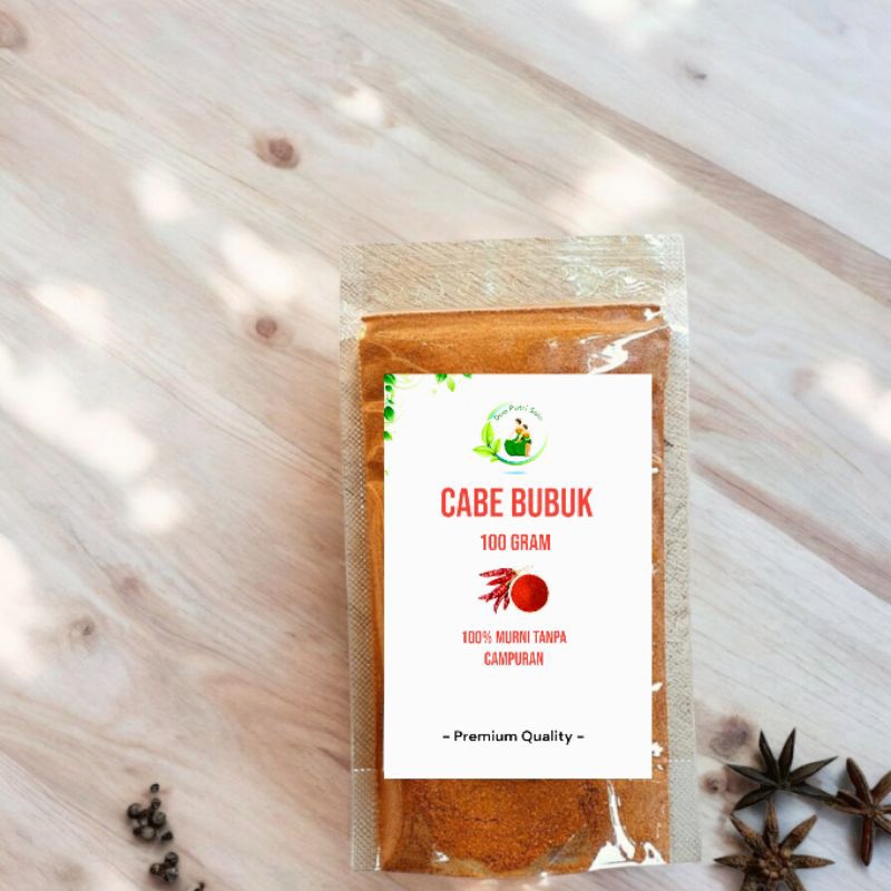 

Bubuk Cabe Pedas 100gr Cabe Bubuk / Chilli Powder Serbuk Cabai / Lombok murni Bahan Masakan Spices murni