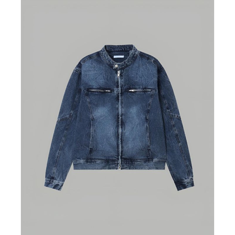 jacket denim double Zipper