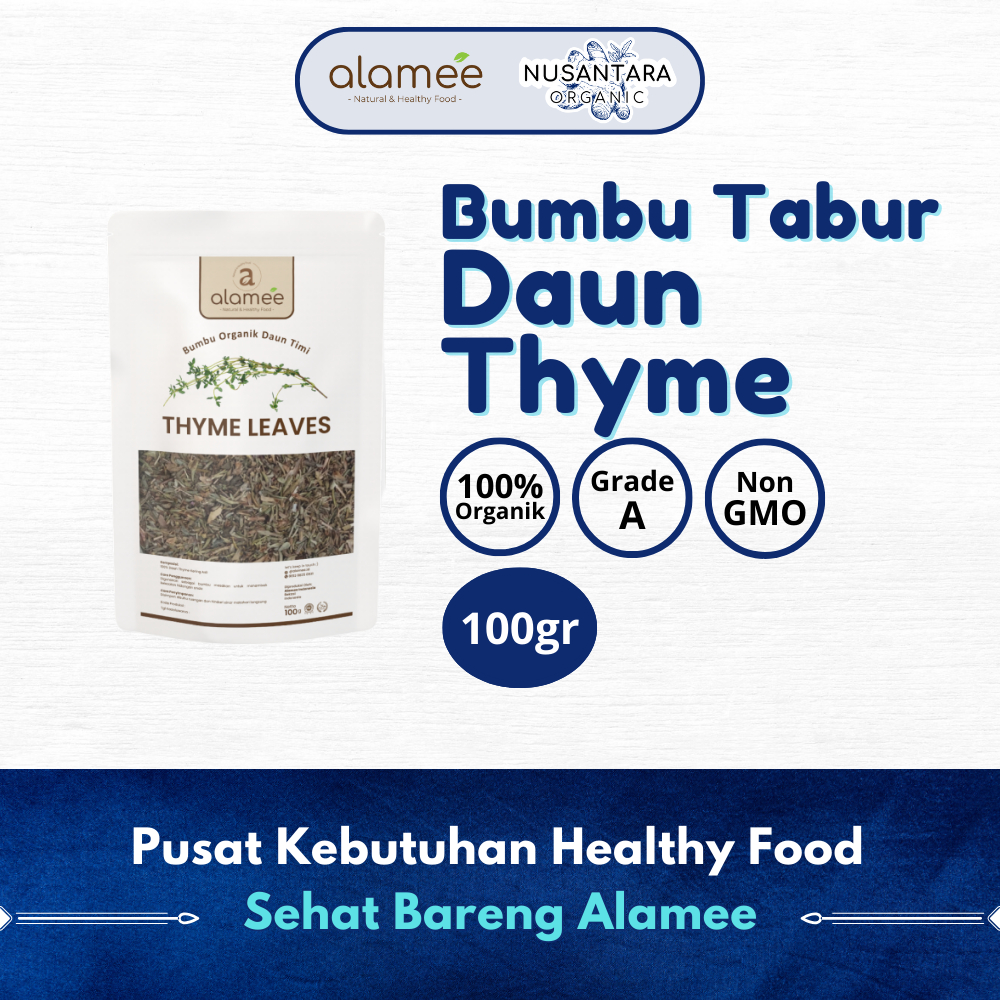 

ALAMEE 100gr Thyme Kering Daun Timi Bumbu Dapur Organik Garnish Dried Leaves Murni Asli