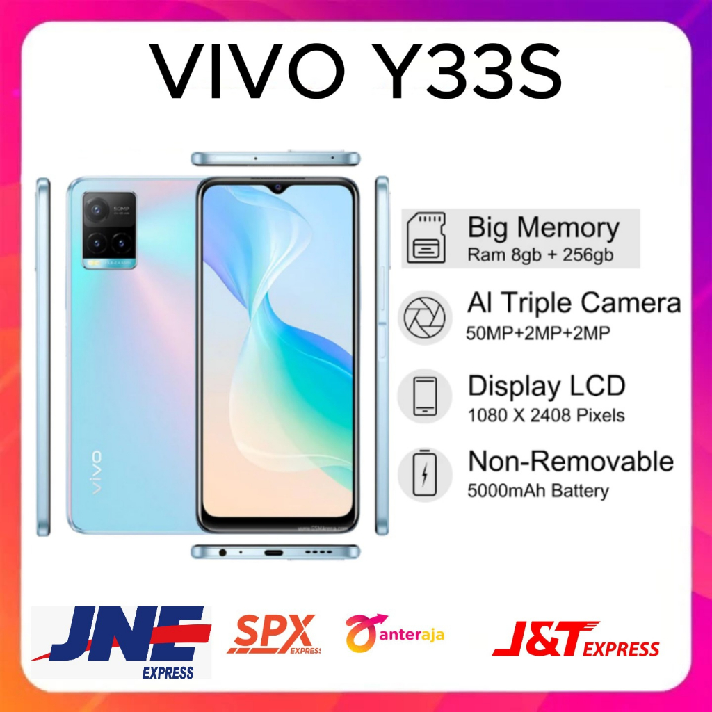 Orig VIVO Y33s RAM8/256GB NEW BRAND [ BATERAI 5000 mAH ] FULLSET GARANSI 12 BULAN hp