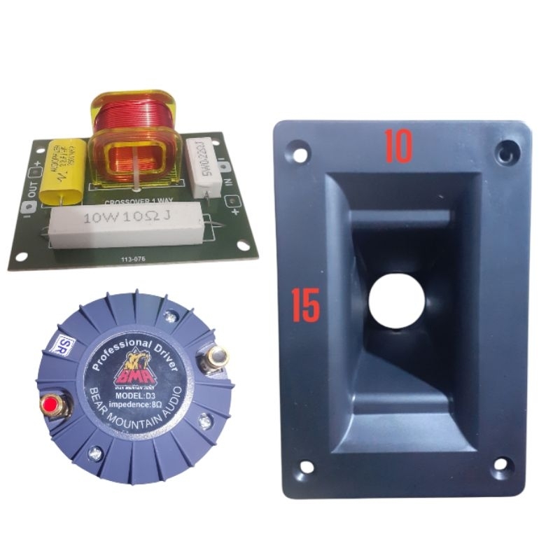 Paket Tweeter BMA D3 500 Watt Plus Corong PVC 10X15 Dan Crossover Tweeter