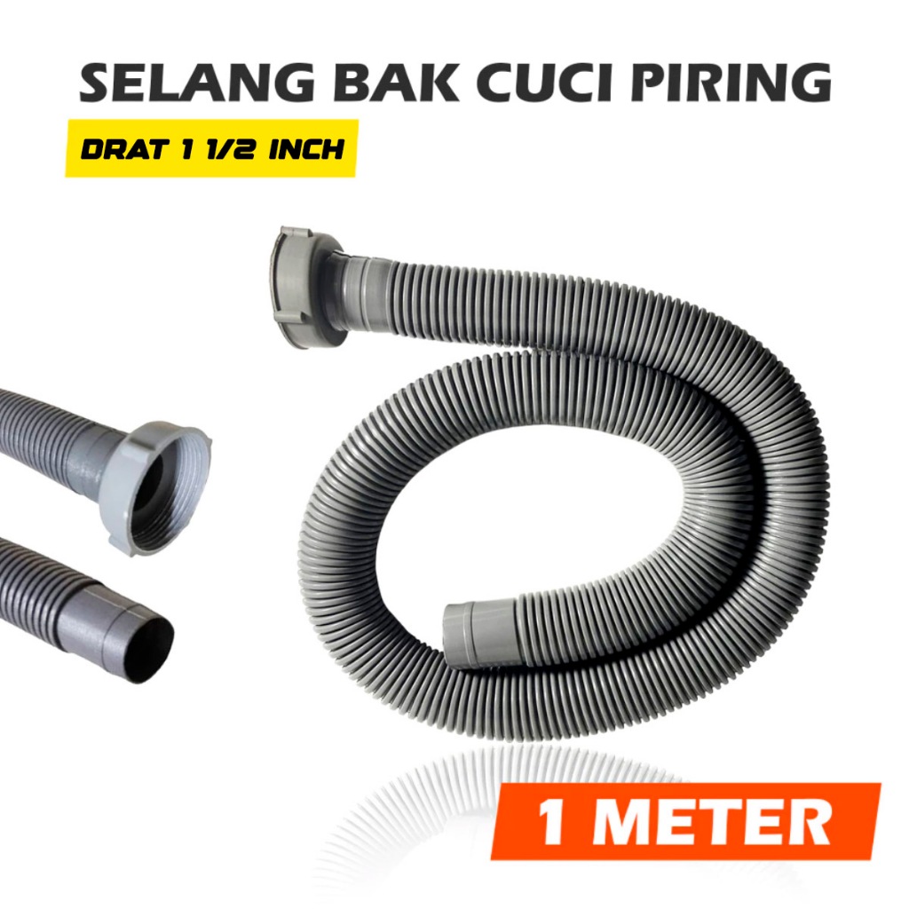 Selang Bak Cuci Piring Drat 1 1/2 Inch Selang 1 Inch 1 Meter Selang Afur Wastafel Pembuangan Bak Cuc