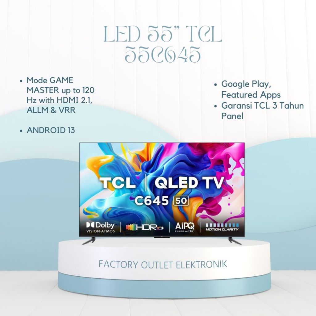 LED TCL 55" Inch 55c645 Qled Smart GoogleTV