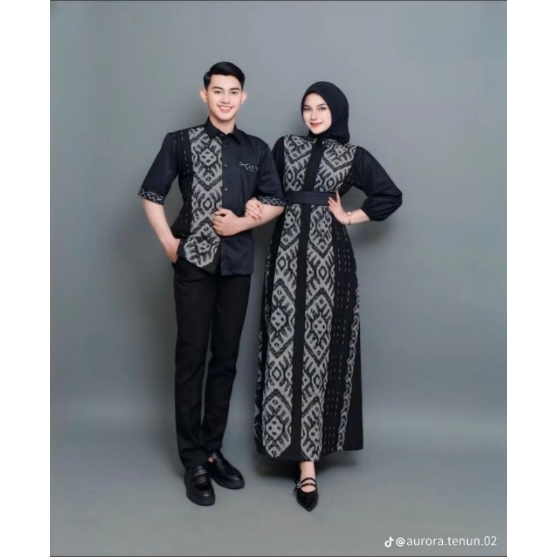 BAJU TENUN COUPLE PADMA - SET COUPLE TENUN - GAMIS TENUN - SET COUPLE KELUARGA RAMADHAN