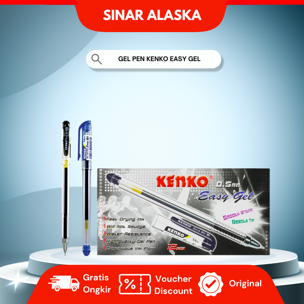 

Balpoint Gel Pen Kenko Easy Gel Hitam 0,5 mm