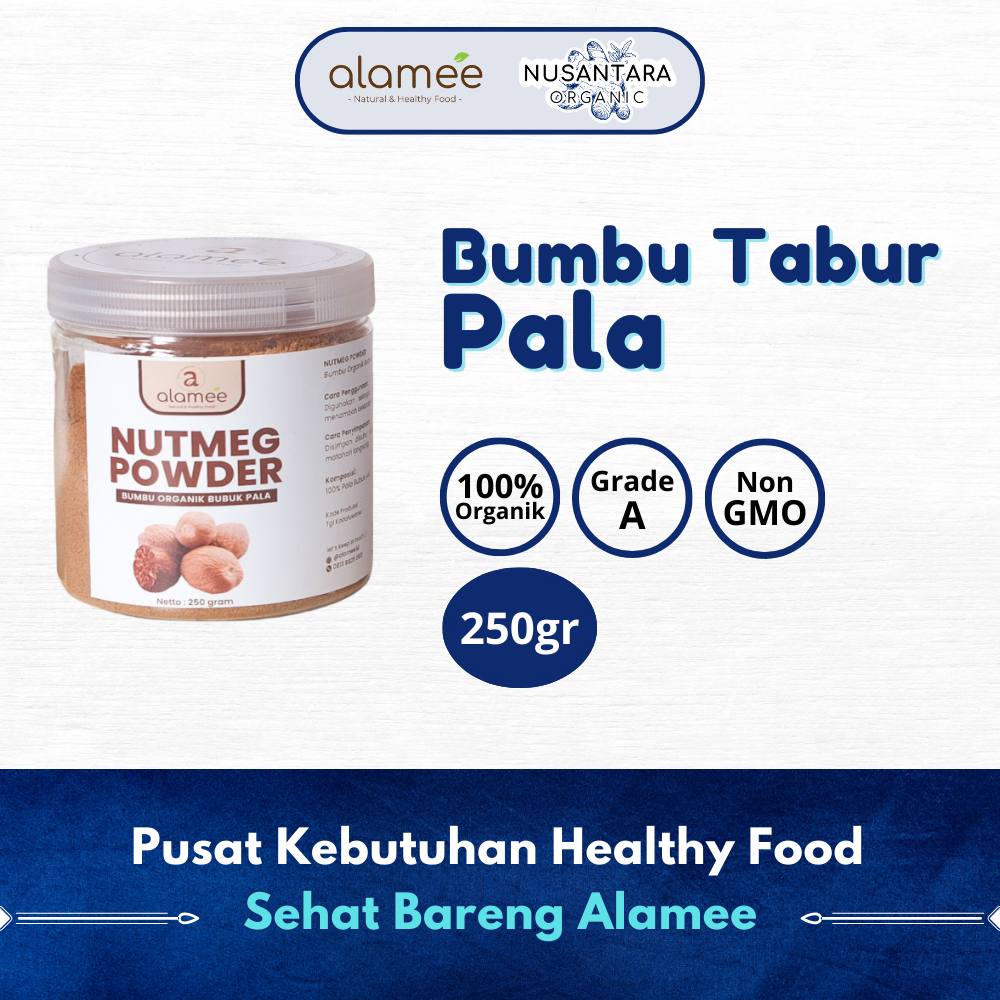 

ALAMEE 250gr Bumbu Dapur Pala Bubuk Nutmeg Seasoning Powder Rempah Murni Asli Tanpa Campuran Organik